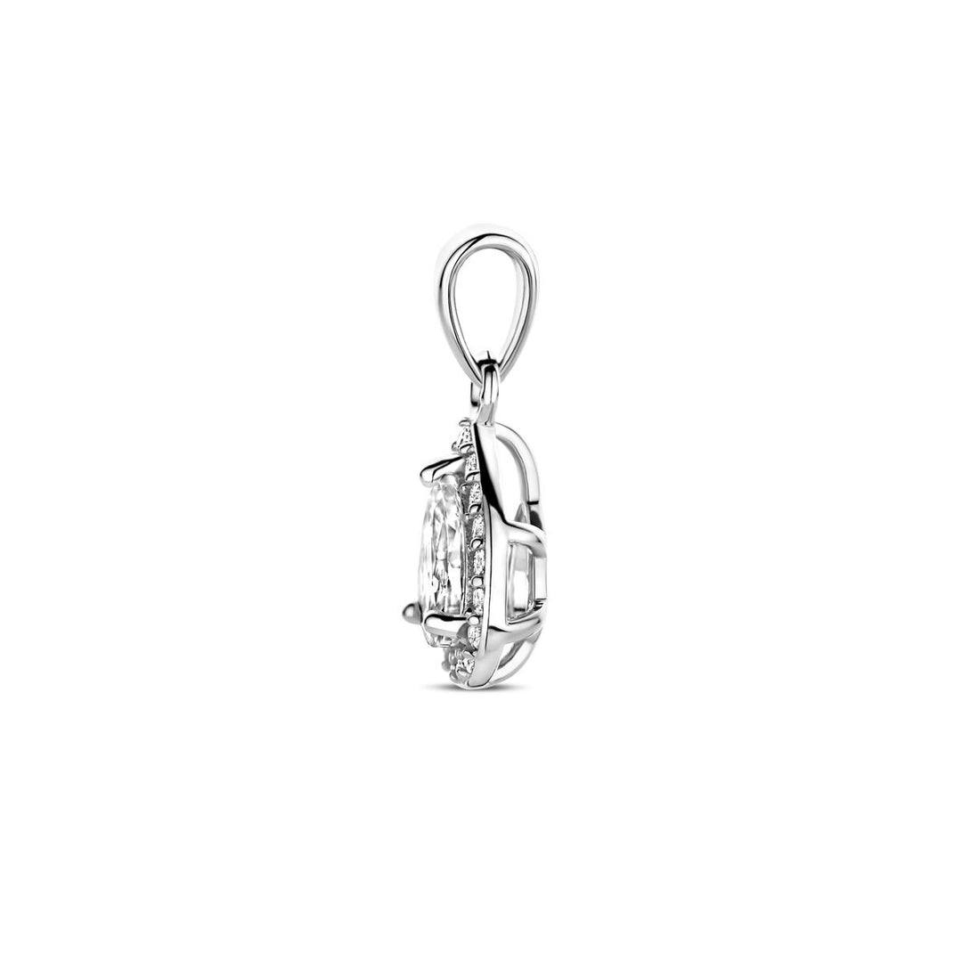 Gerhodineerd zilveren hanger met zirkonia in entourage zetting