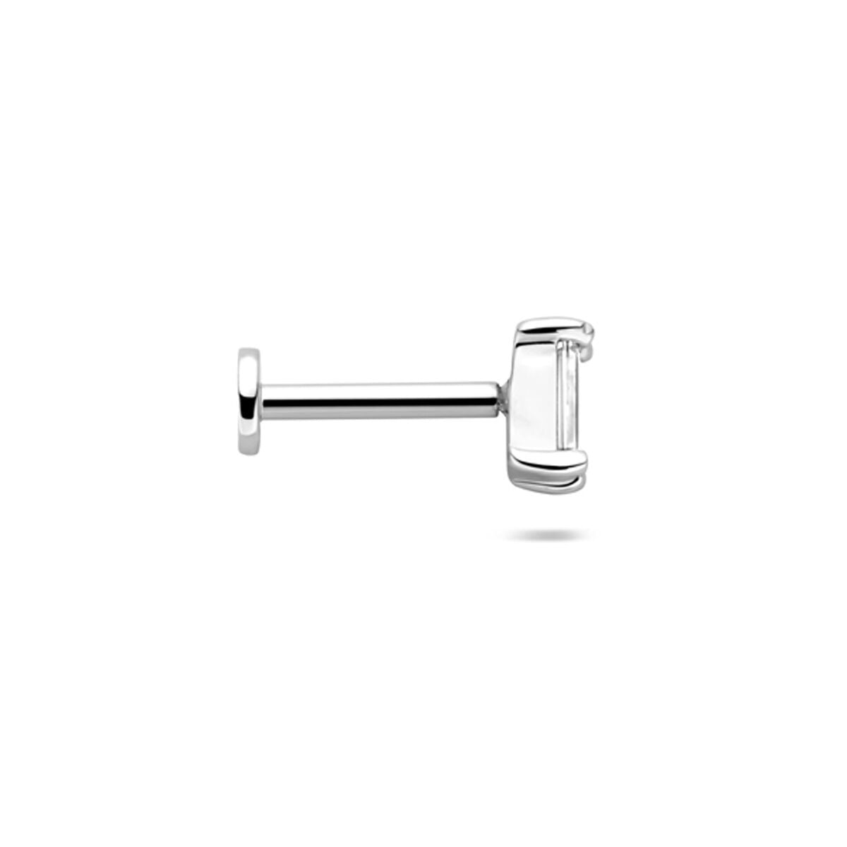 925 Rodowany Srebrny Piercing Flat Back z Cyrkonią