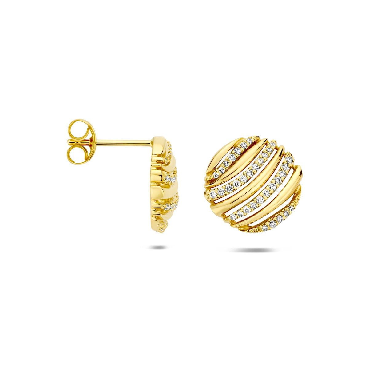 14k żółte złoto kolczyki wkrętki z diamentem 0.20ct