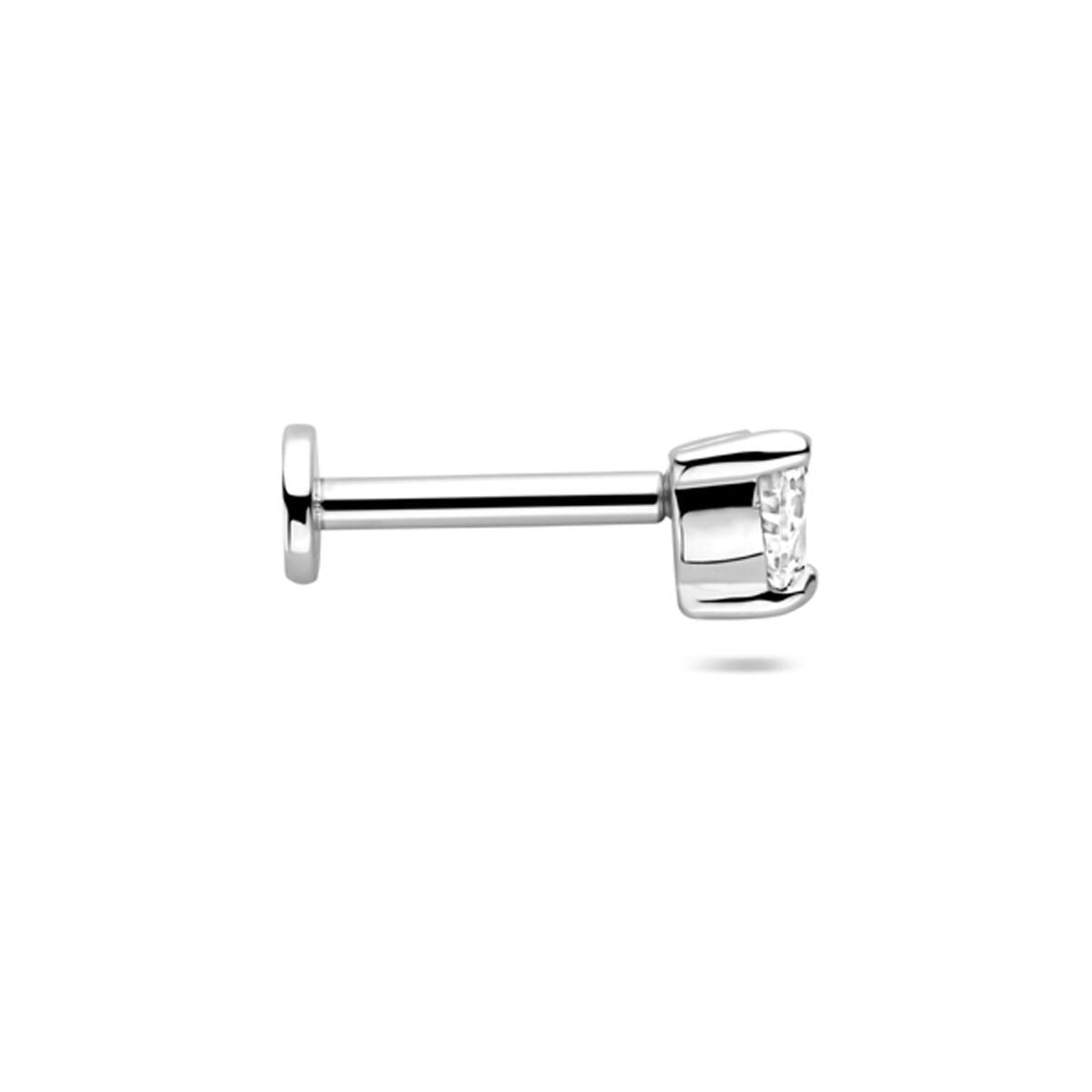 925 Rodowany Srebrny Piercing Flat Back z Cyrkonią