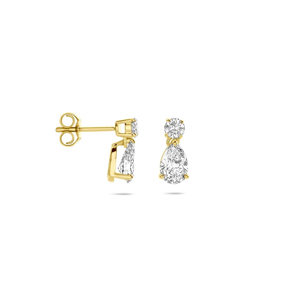 14k żółte złoto kolczyki z diamentem stworzonym w laboratorium – 1.25 ct
