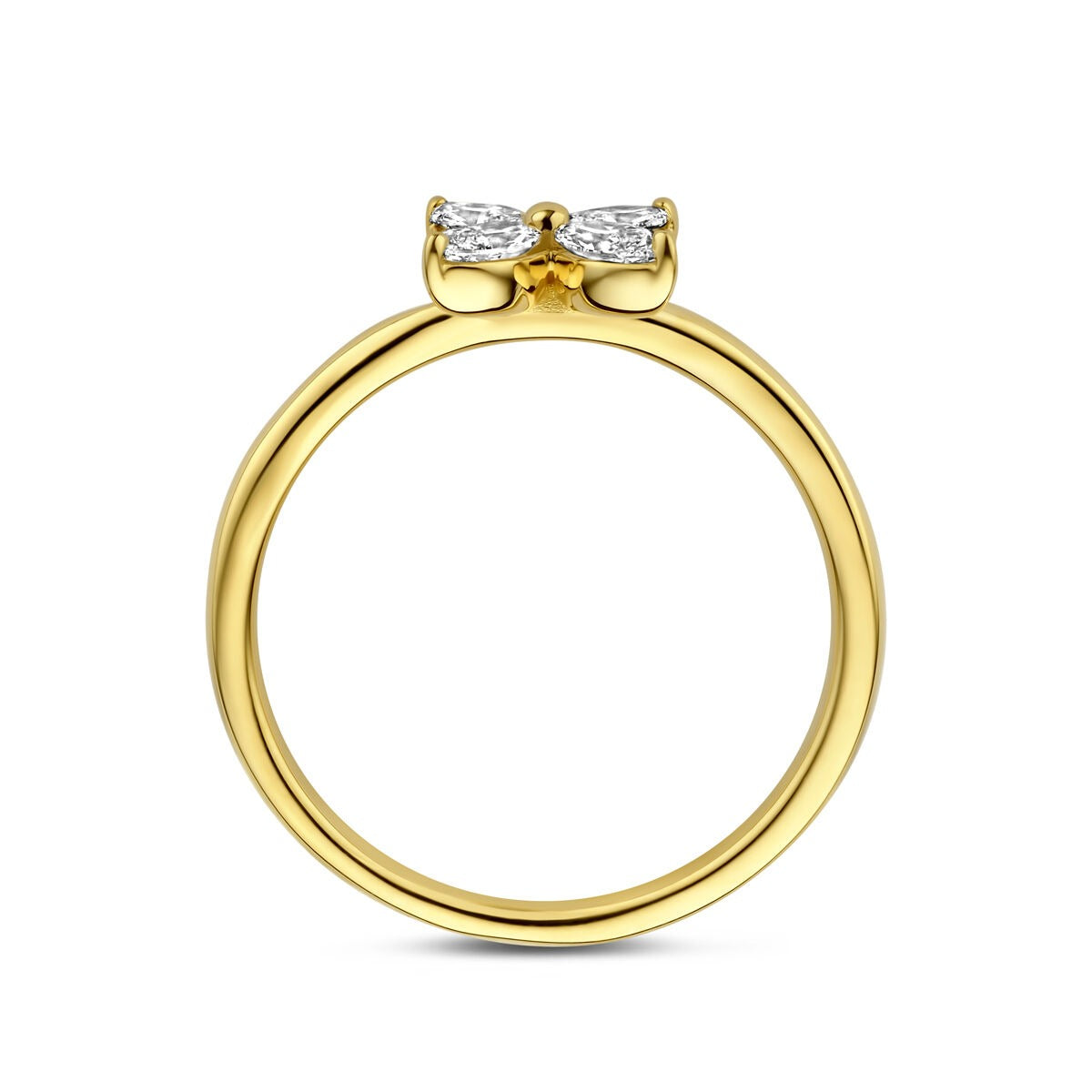 14k Żółte złoto pierścionek z lab grown diamentem w kształcie kwiatu