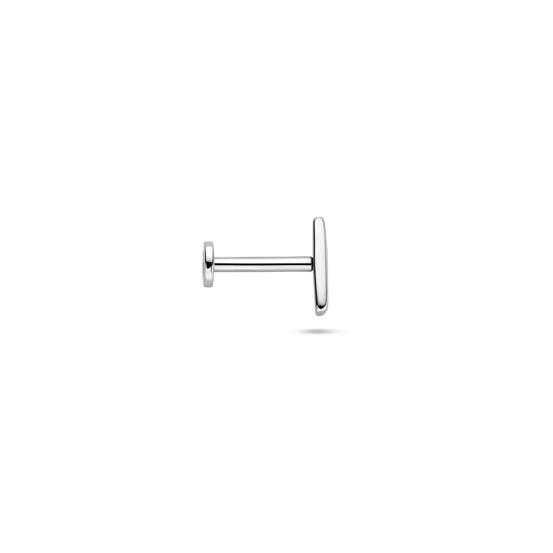 Gerhodineerd zilveren flat back piercing in balkvorm
