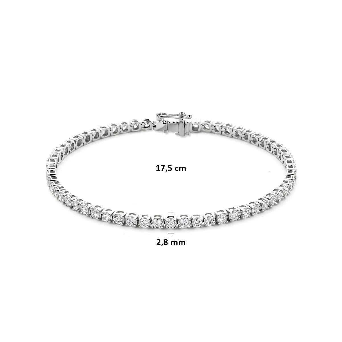 14k Bransoletka tenisowa z białego złota z diamentem hodowanym w laboratorium