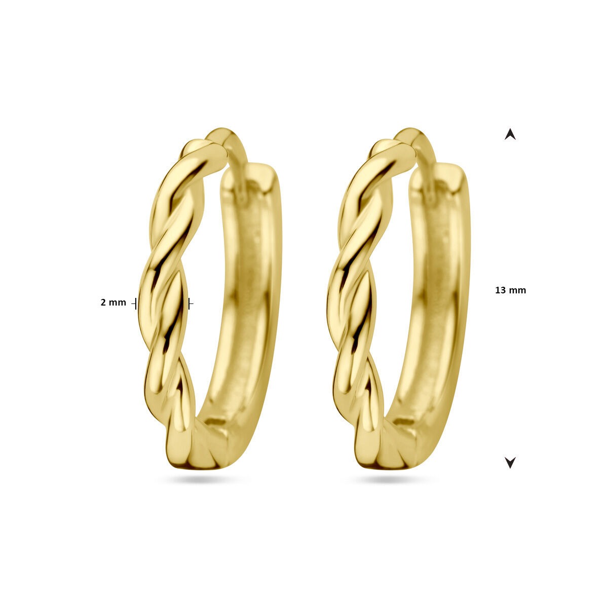 Pozłacane Srebrne Kolczyki Koła – Skręcone 13x2 mm