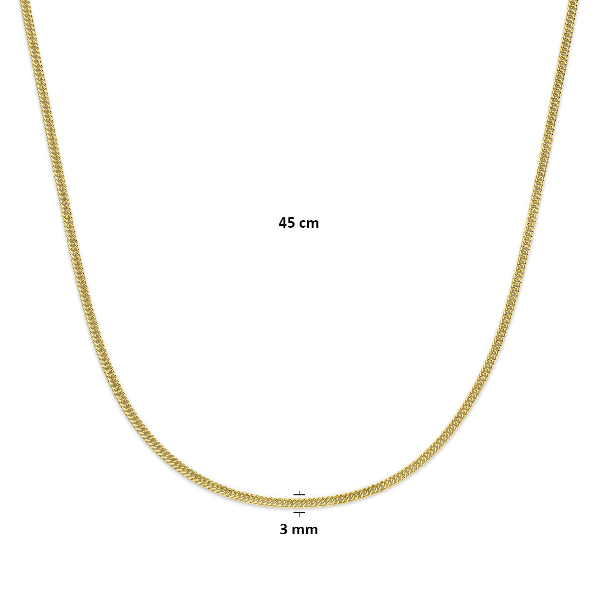 14k żółte złoto gourmette naszyjnik z srebrnym rdzeniem – 45cm