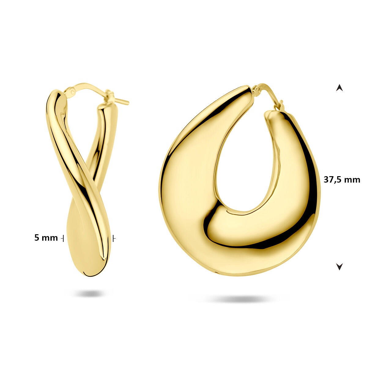 Pozłacane srebrne kolczyki koła 37,5 mm – elegancka deklaracja w kolorze złota