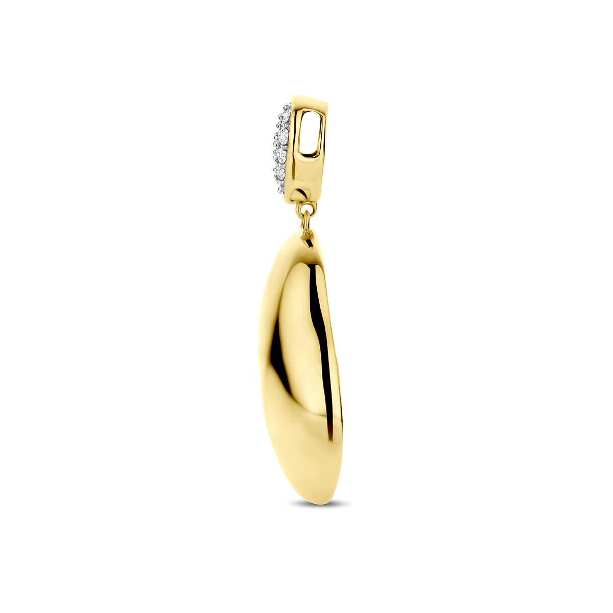 Złoty wisiorek z diamentem – 14k żółte złoto, osadzony w pavé 0.20ct h si 34 mm
