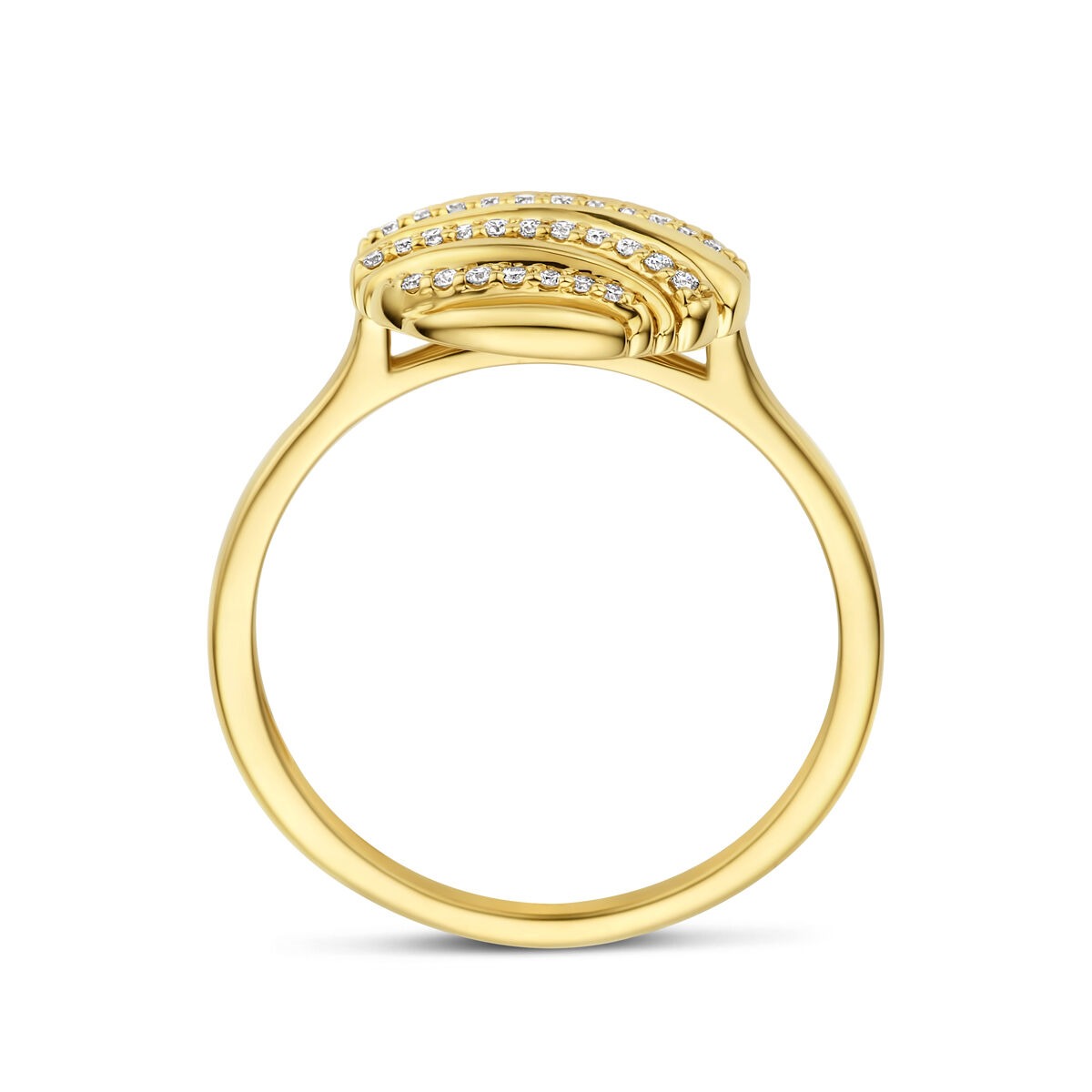 14k Żółte złoto pierścionek z diamentem 0.09ct okrągły design