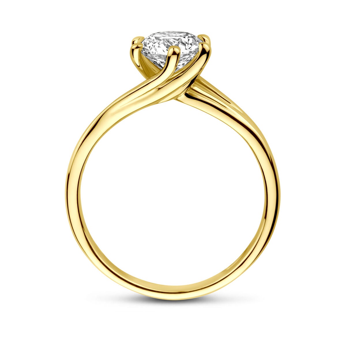 14k Żółte złoto pierścionek z 1.00ct diamentem hodowanym w laboratorium