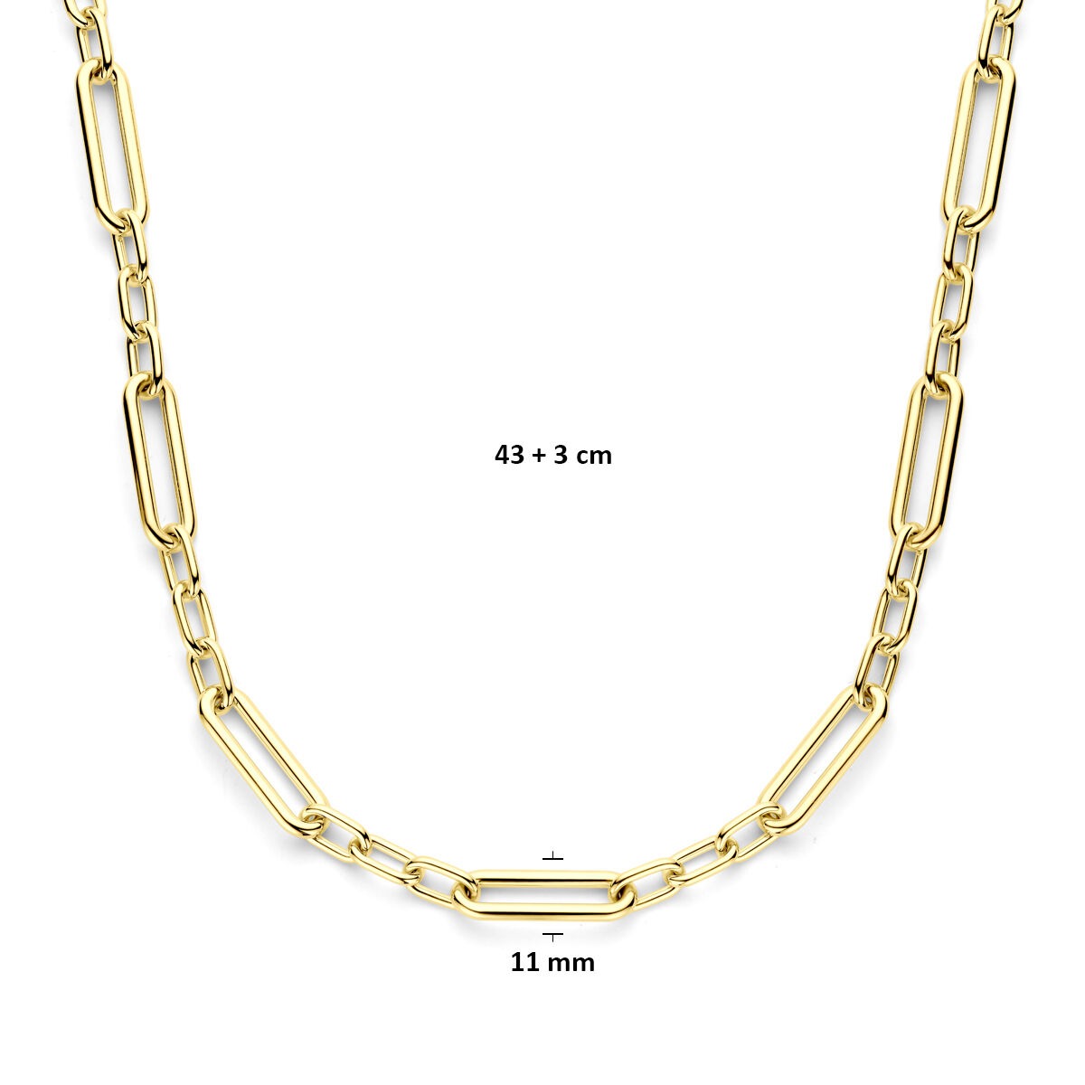 Złoty naszyjnik damski – 14k z zapięciem karabińczykowym 11 mm 43 + 3 cm