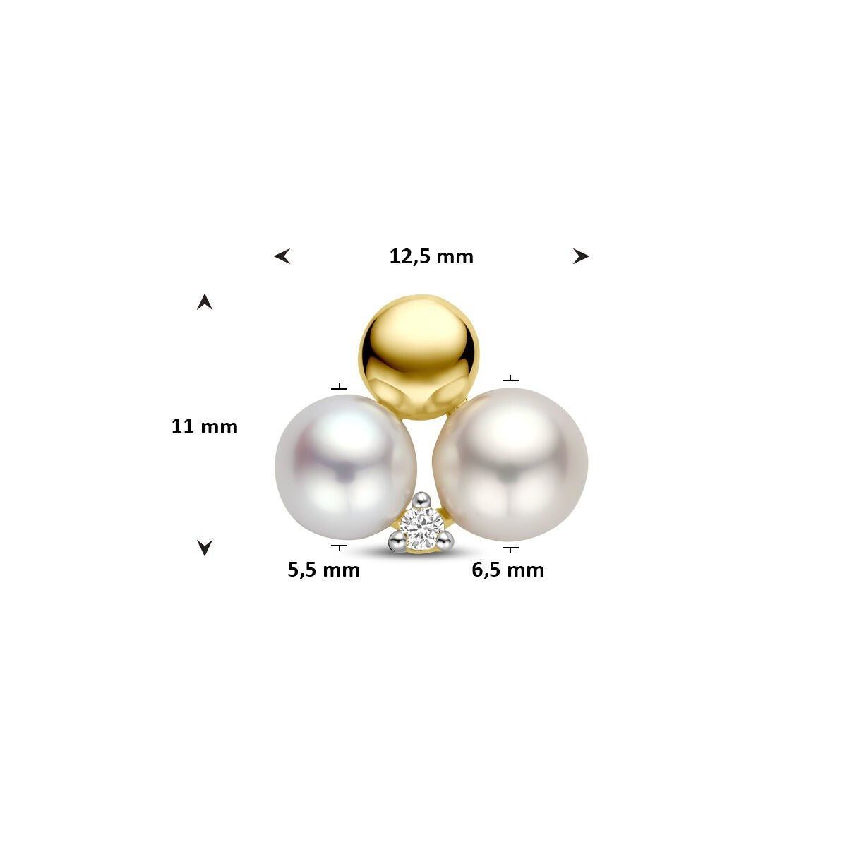 Złoty wisiorek z perłą i diamentem 14k 0.02ct h si 11 mm