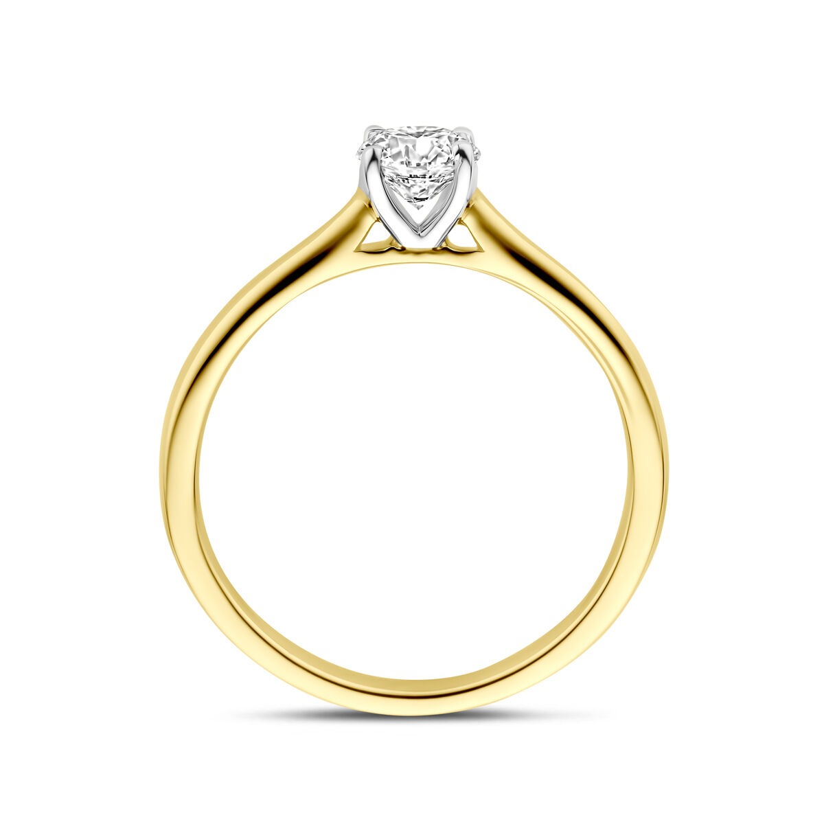 14k Bicolor żółte i białe złoto pierścionek z 0.50ct diamentem hodowanym w laboratorium