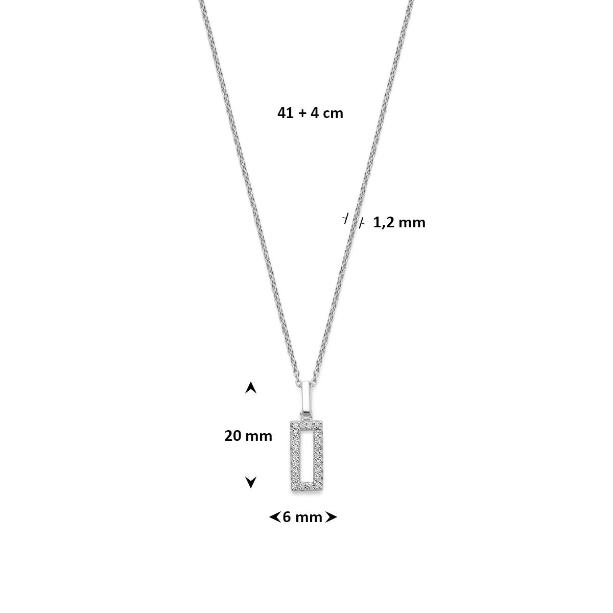naszyjnik cyrkonia 41 + 4 cm srebro rodowany
