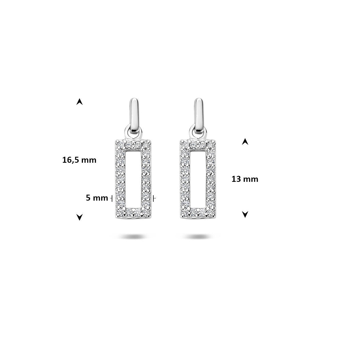 kolczyki cyrkonia 16,5 mm srebro rodowane