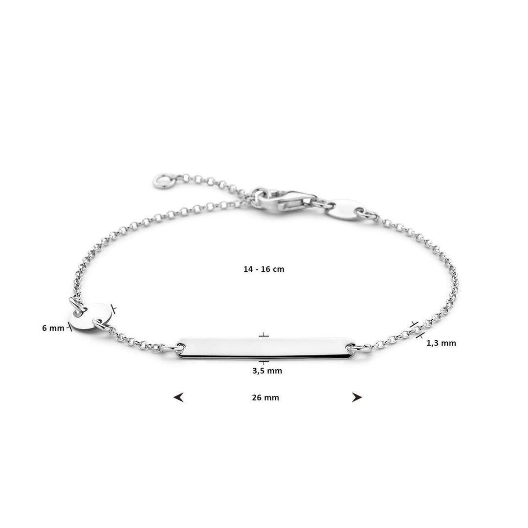 Gerhodineerd zilveren kinder graveerarmband met cirkel