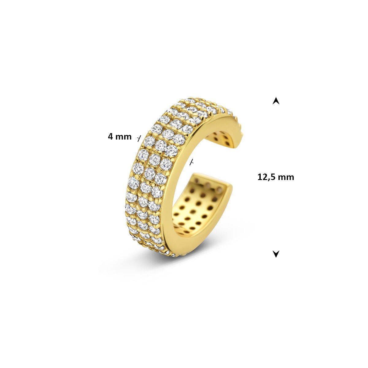 Pozłacany srebrny ear cuff z cyrkonią – subtelna glamour bez przekłucia