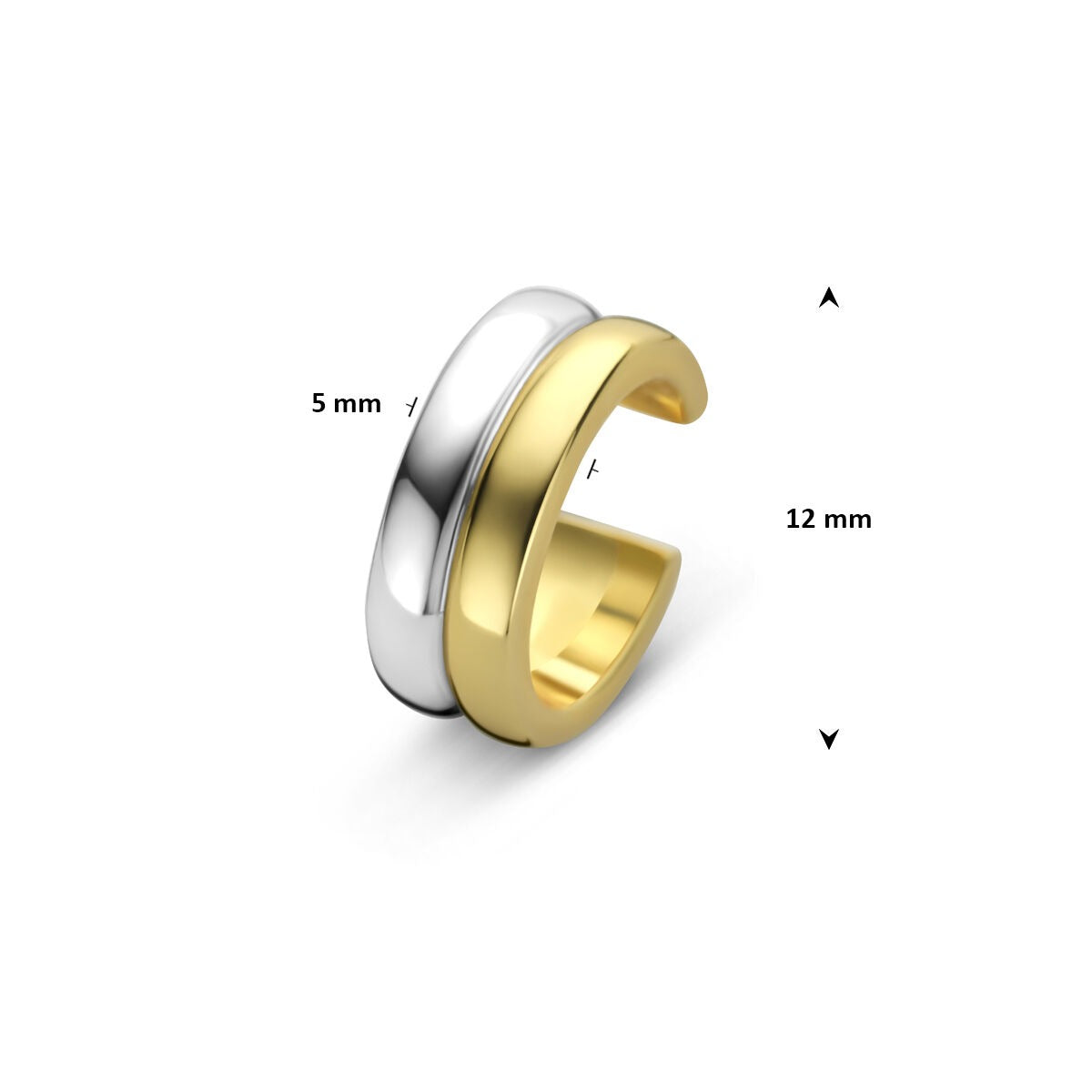Pozłacany i rodowany ear cuff bicolor – 925 srebro