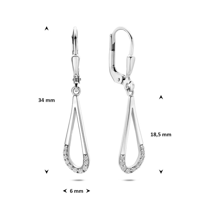 Gerhodineerd 925 zilveren druppel oorhangers met zirkonia