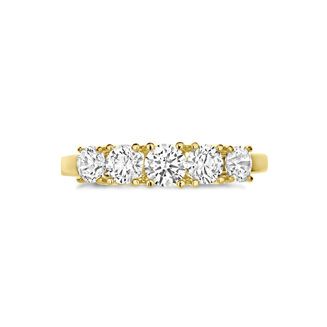 Gouden damesring met zirkonia – 14k geelgoud
