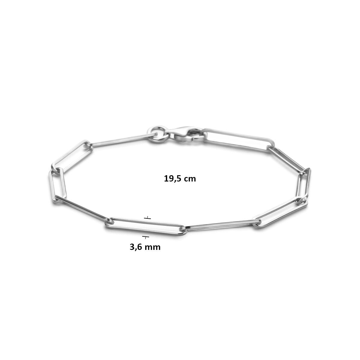 Rodowana srebrna damska bransoletka ogniwo kotwicy 3,6 mm 19,5 cm