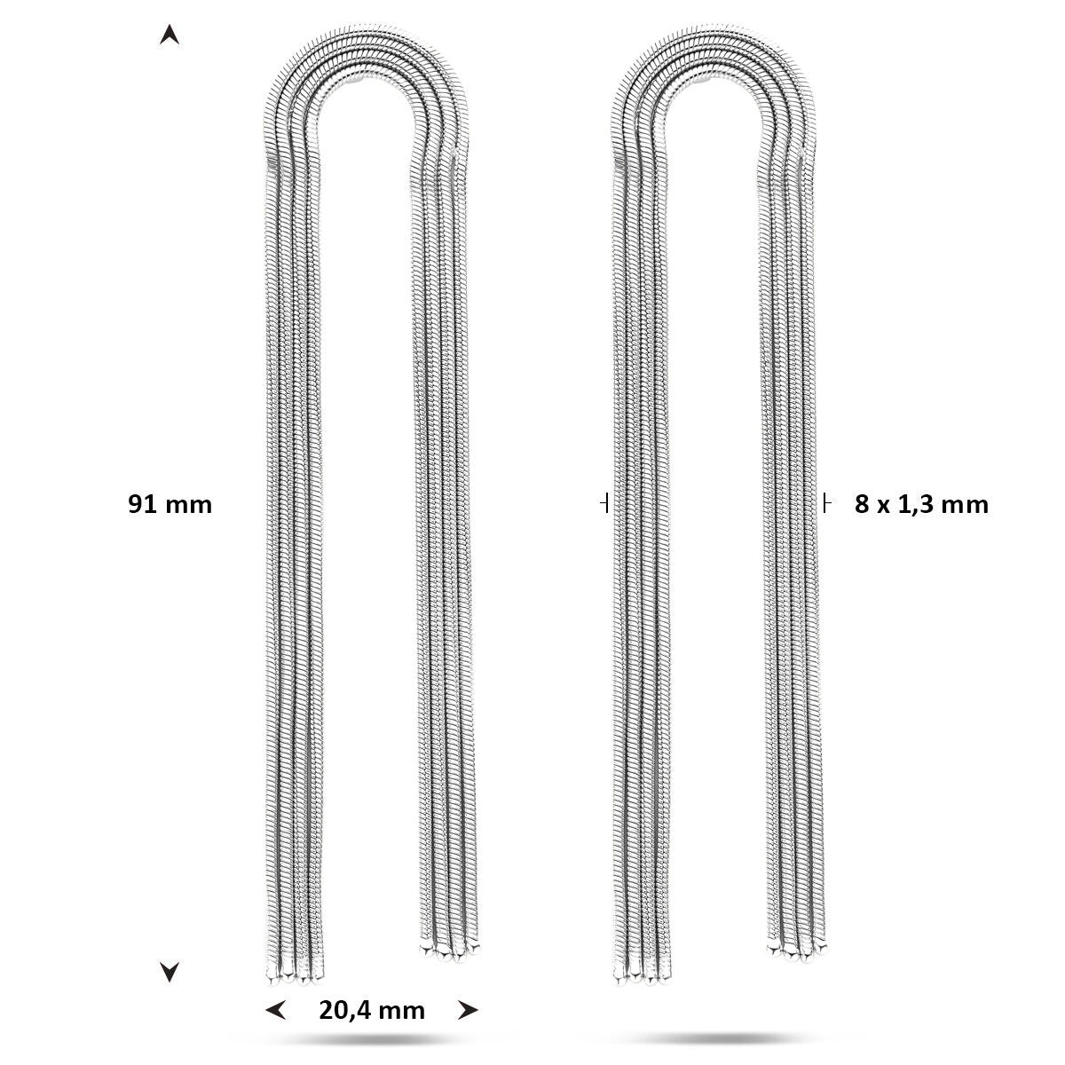 Srebrne kolczyki w kształcie ogniwa – rodowane 925 srebro 91 mm