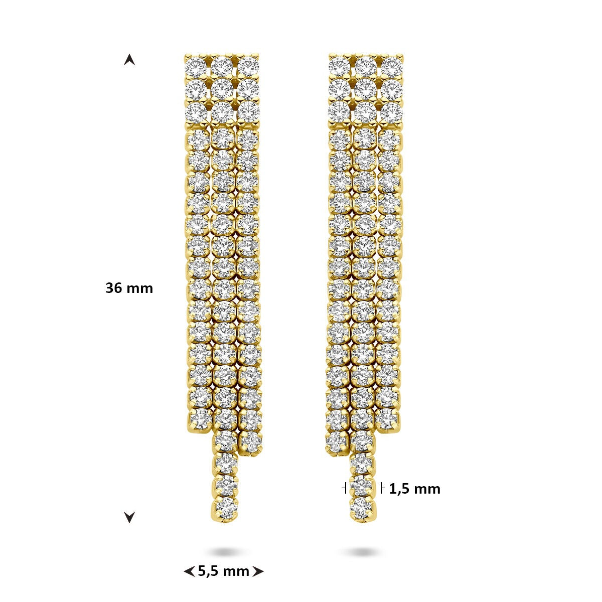 Pozłacane kolczyki z cyrkonią – osadzenie entourage 36 mm