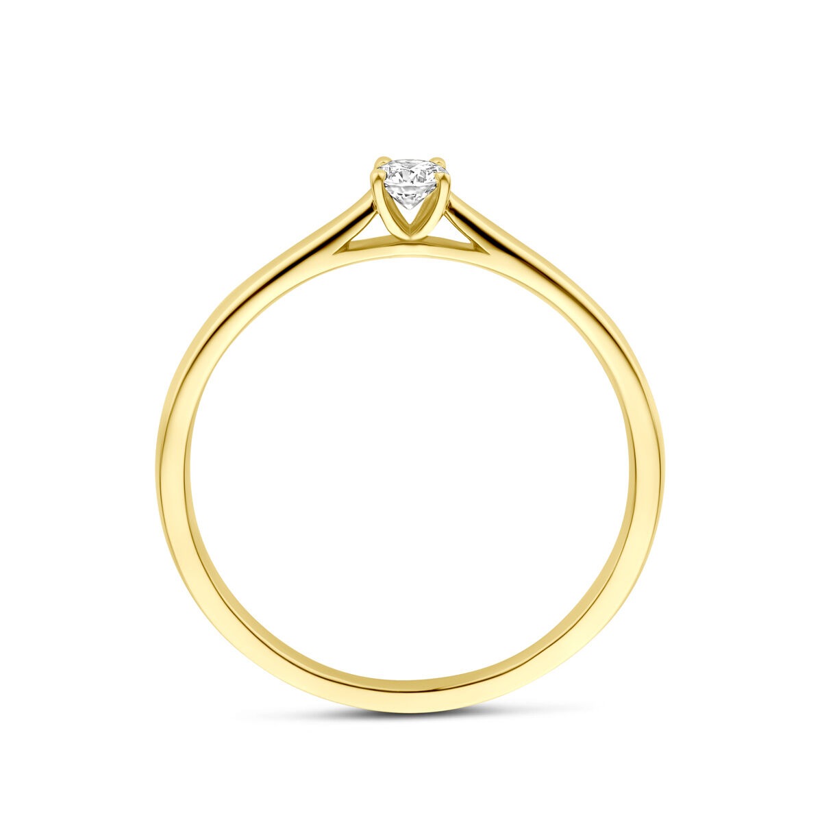 14k Żółte złoto pierścionek z 0.10ct diamentem hodowanym w laboratorium
