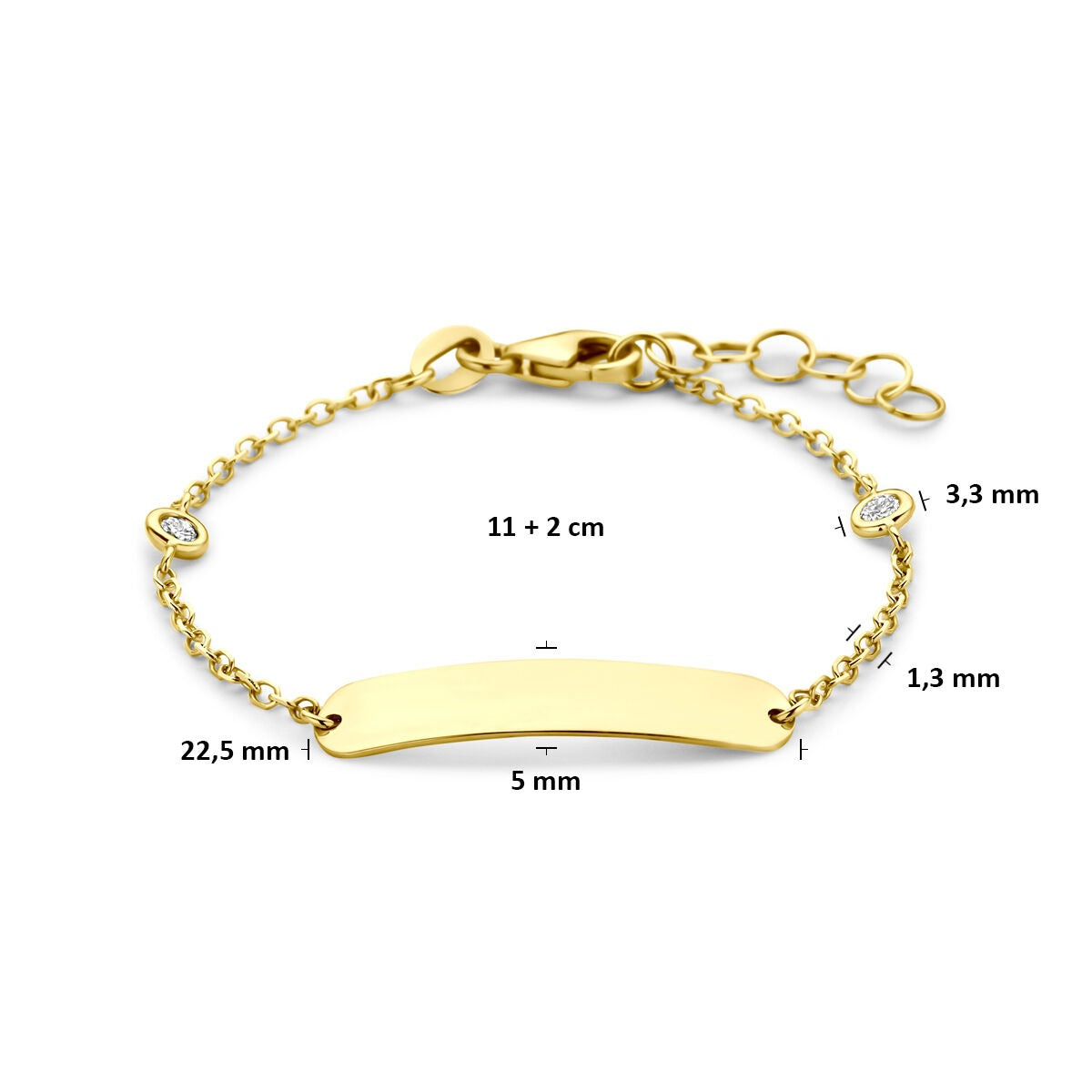 14k Żółte złoto dziecięca bransoletka grawerowana z diamentem hodowanym w laboratorium