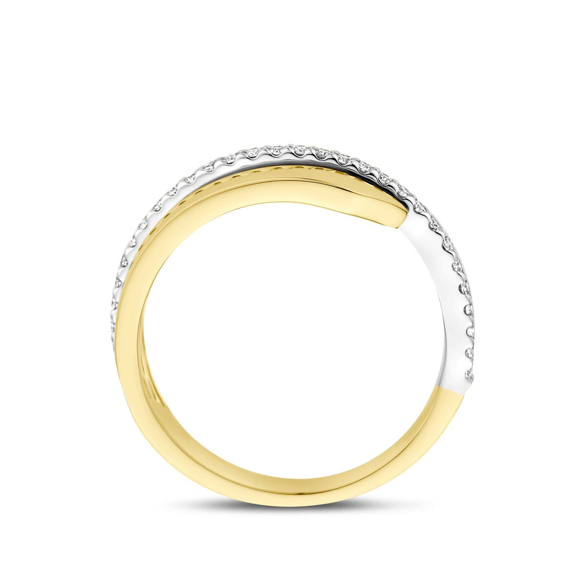 pierścionek z białego i żółtego złota z diamentem 0.21ct