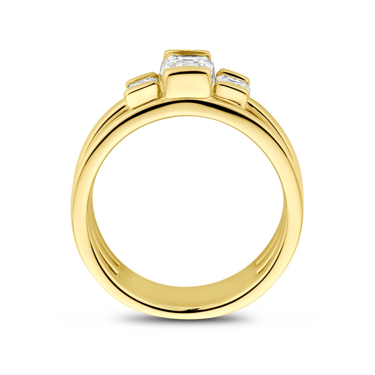 14k żółte złoto damski pierścionek z 1.50ct diamentem hodowanym w laboratorium