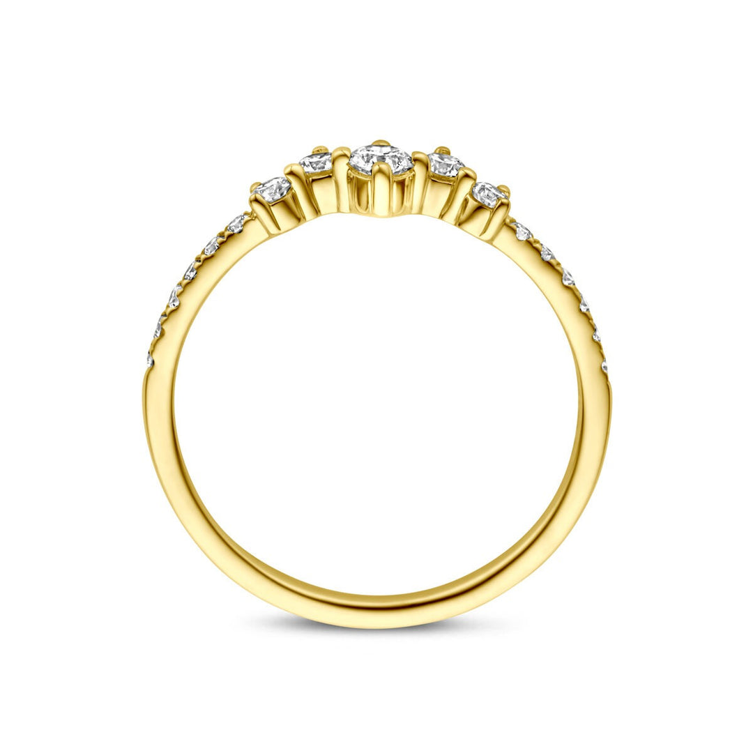 14k Geelgouden damesring met 0.33ct lab grown diamant