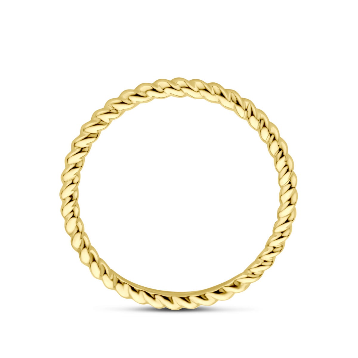 14k Żółte Złoto Skręcony Pierścionek Damski – 1.5mm