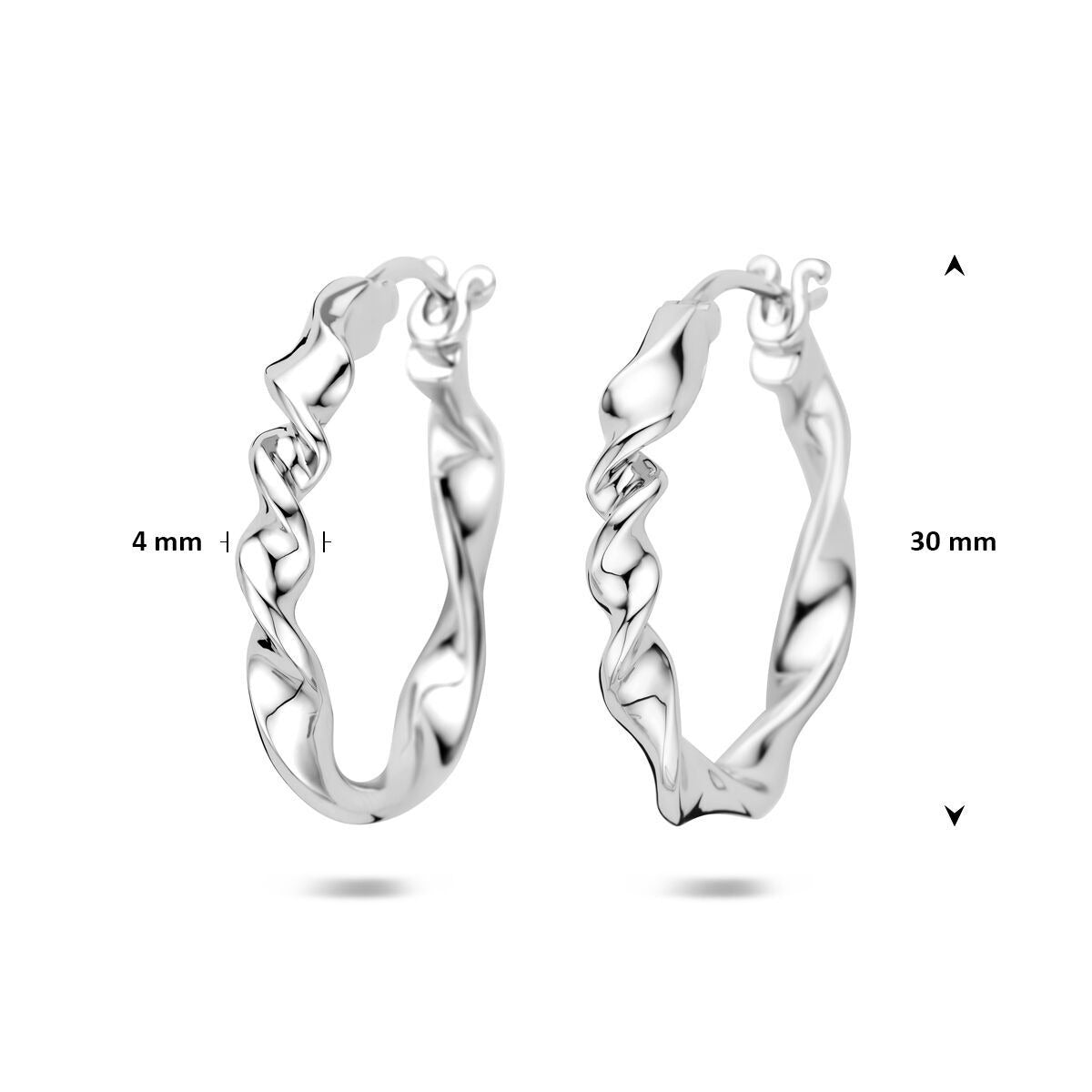 Srebrne kolczyki damskie – rodowane 30 mm
