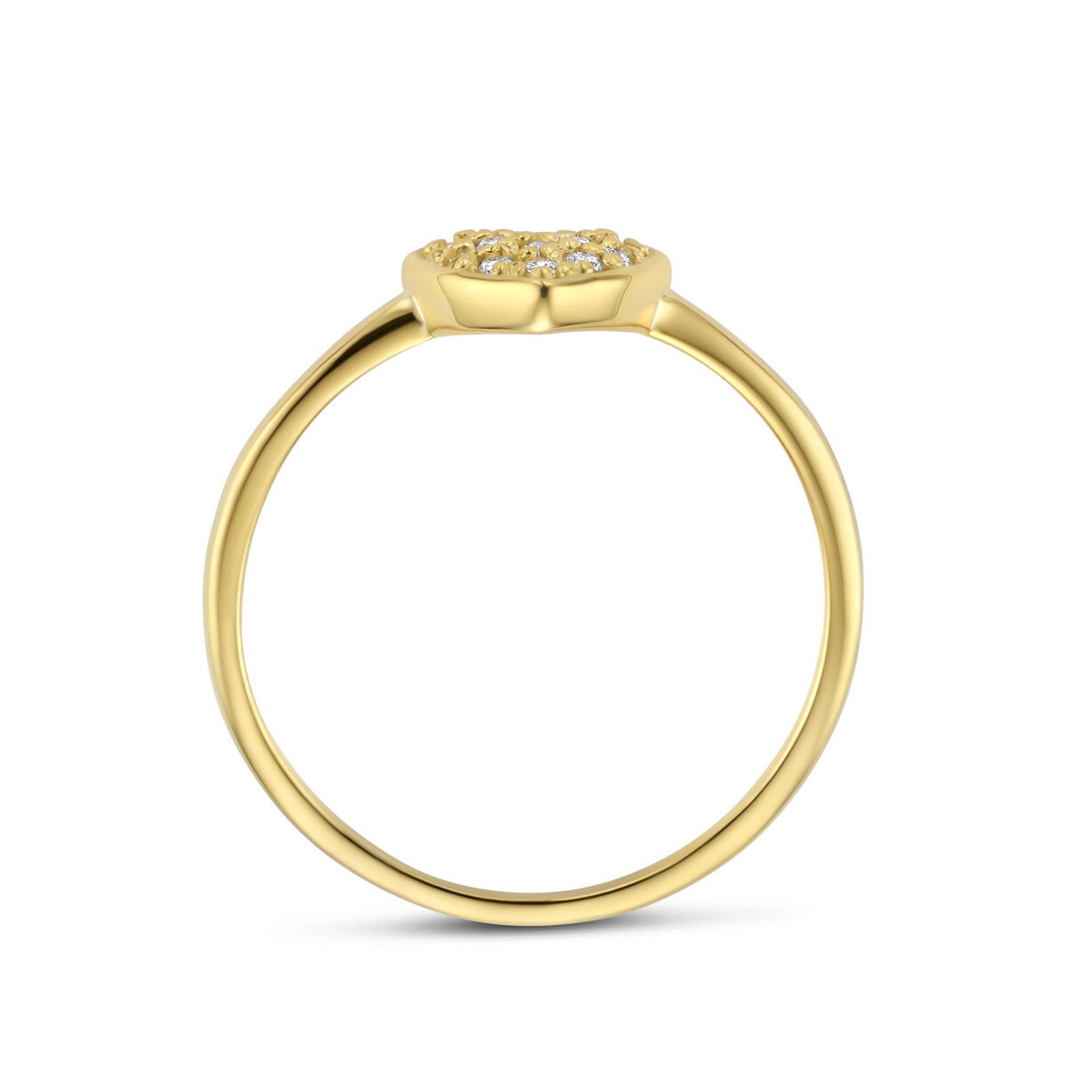 14k żółte złoto damski pierścionek z serduszkiem i diamentem – 0.10 ct