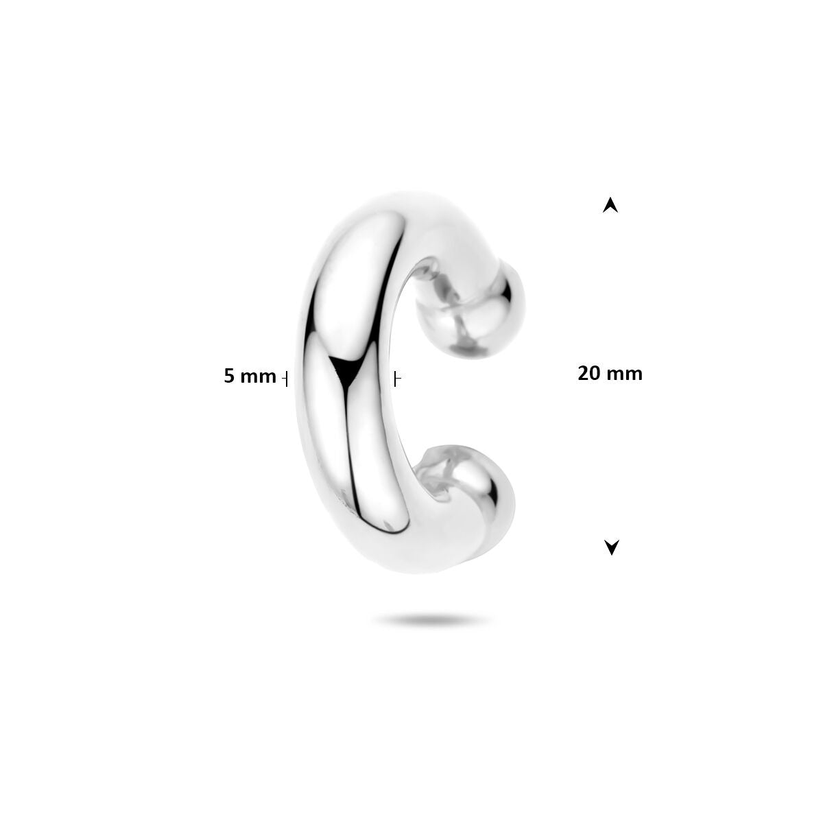 Rodowany 925 srebrny ear cuff 20 x 5 mm
