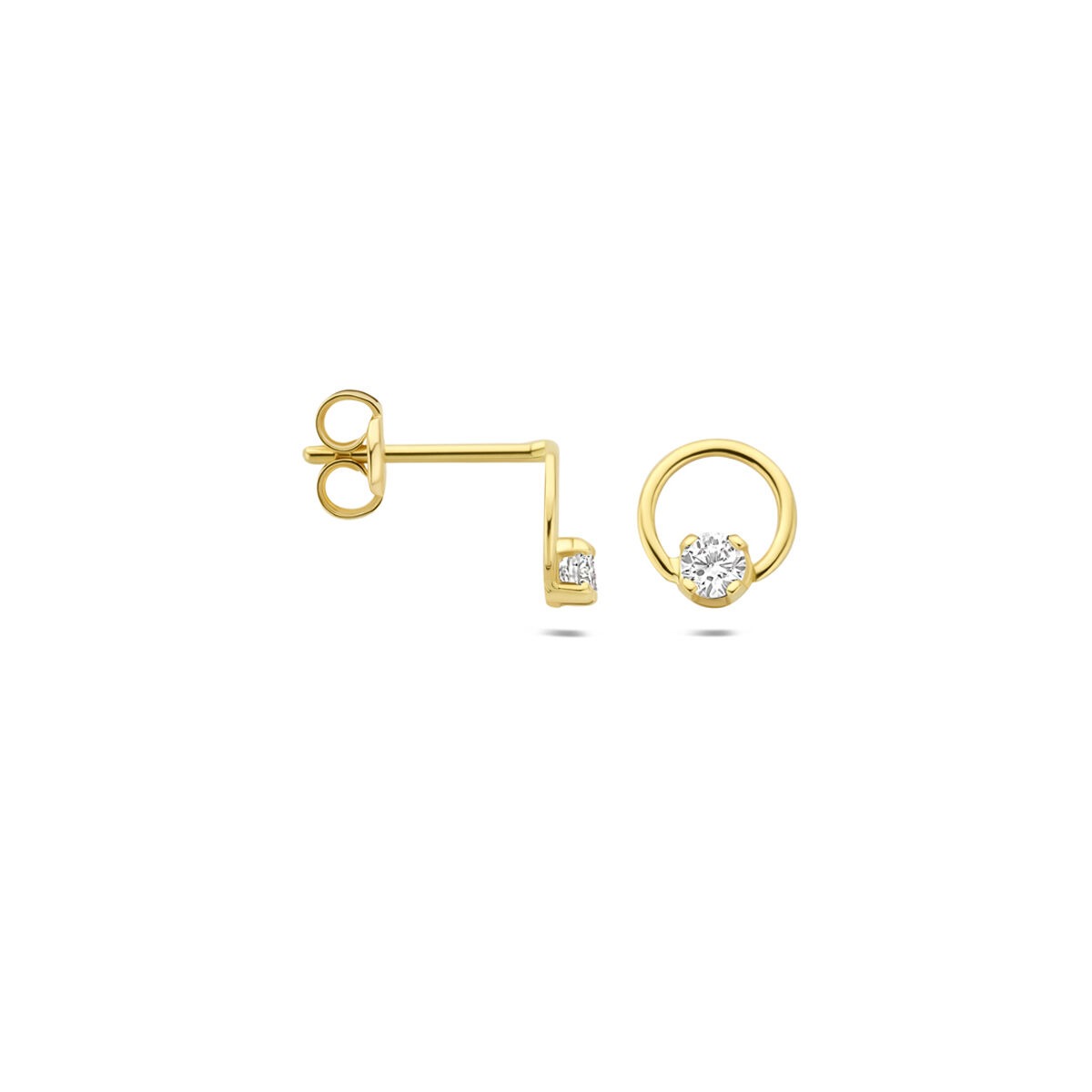 14k żółte złoto kolczyki wkrętki z diamentem lab grown 0,13 ct