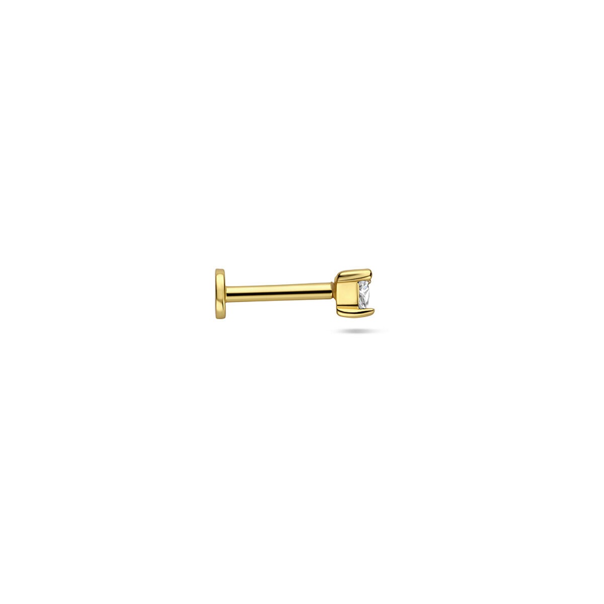 Pozłacany 925 srebrny piercing z płaskim tyłem z trójkątną cyrkonią