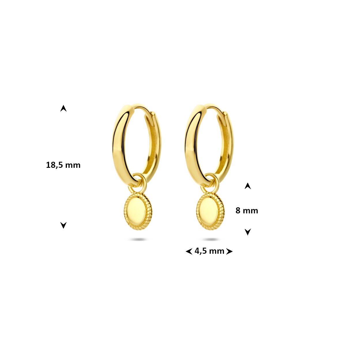 14k Żółte złoto kolczyki koła z wisiorkiem – ponadczasowa elegancja w ruchu