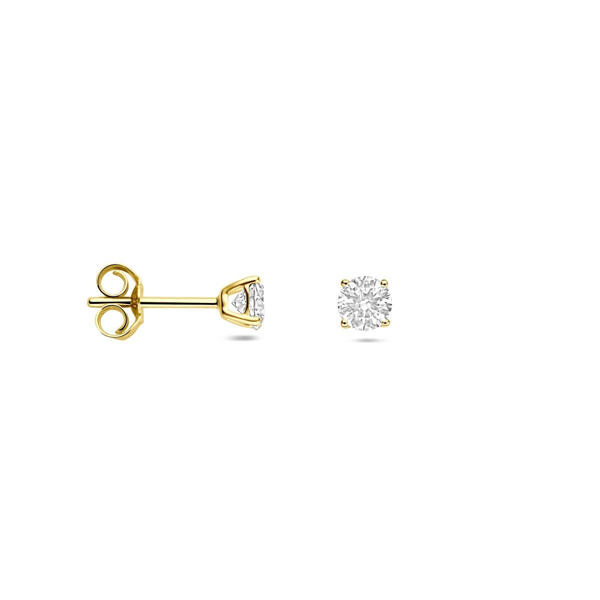 14k żółte złoto kolczyki wkrętki z 0.50ct diamentem hodowanym w laboratorium
