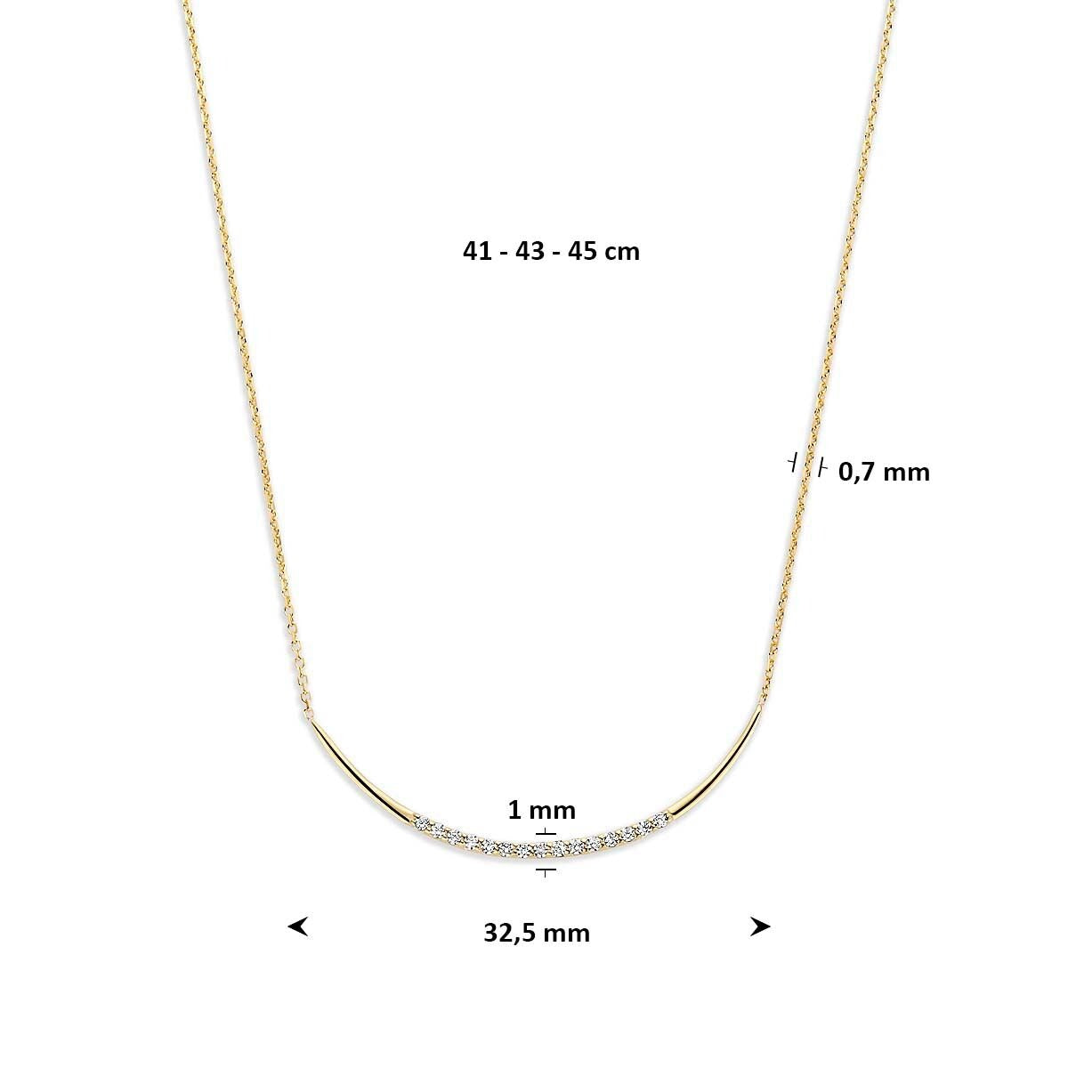 9k geelgouden collier met zirkonia