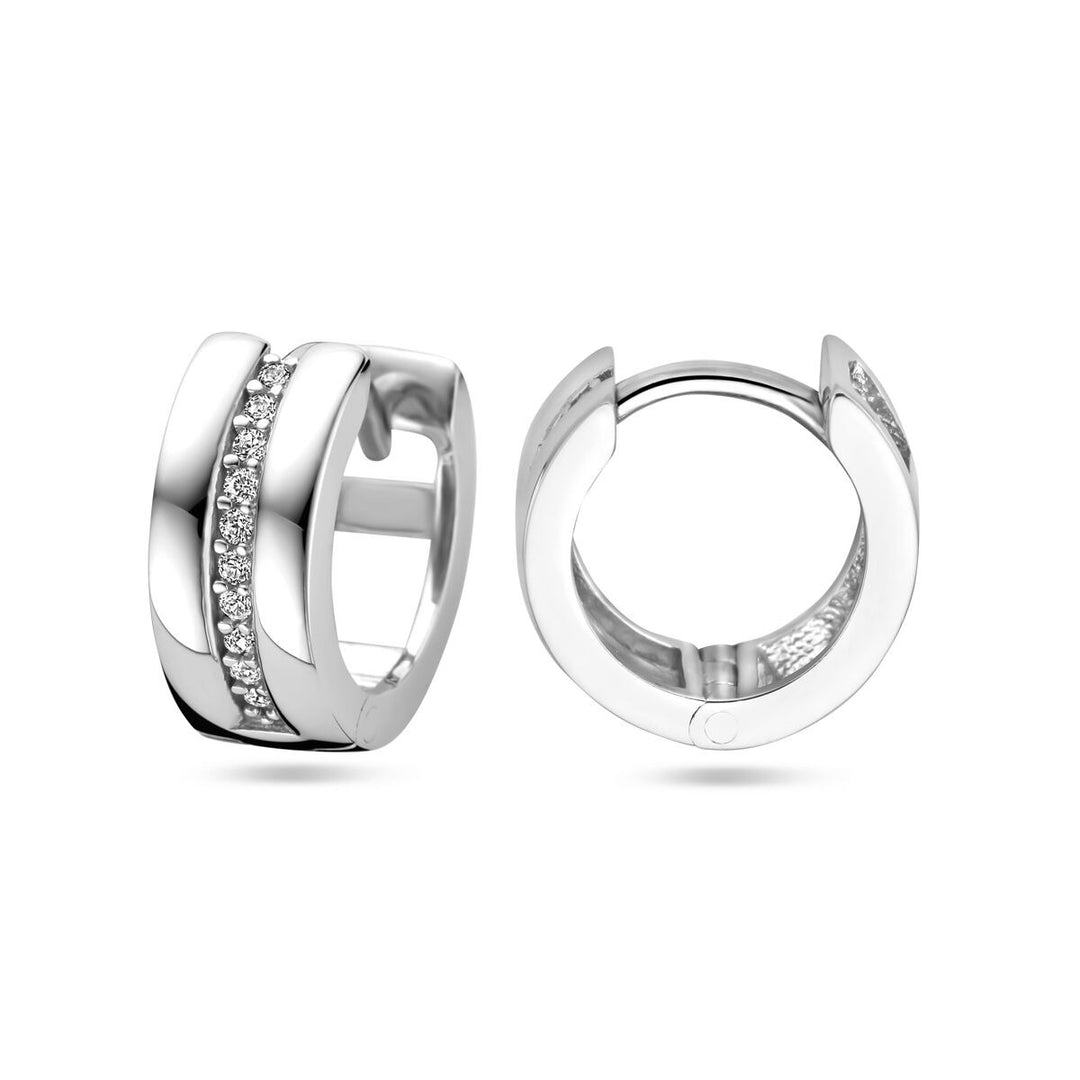 Zilveren klapoorringen met zirkonia – gerhodineerd 925 zilver