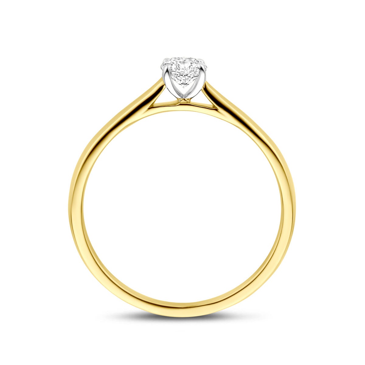 14k Bicolor żółte i białe złoto pierścionek z 0.25ct diamentem hodowanym w laboratorium