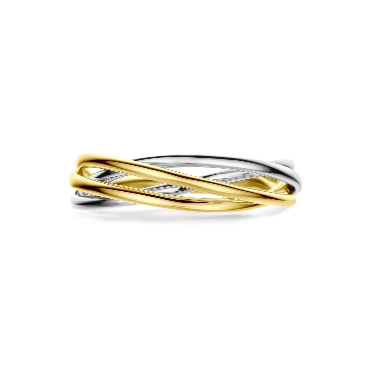 14k bicolor damski pierścionek żółte i białe złoto 5mm szeroki