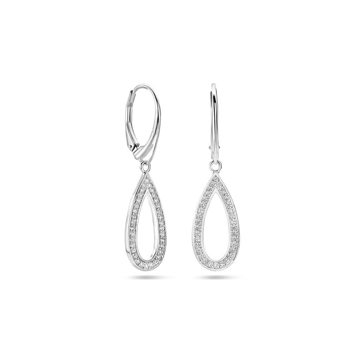 Zilveren oorhangers met zirkonia – gerhodineerd 925