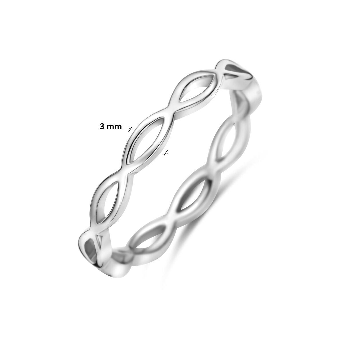 Rodowany 925 Srebrny Pierścionek 3 mm Damski