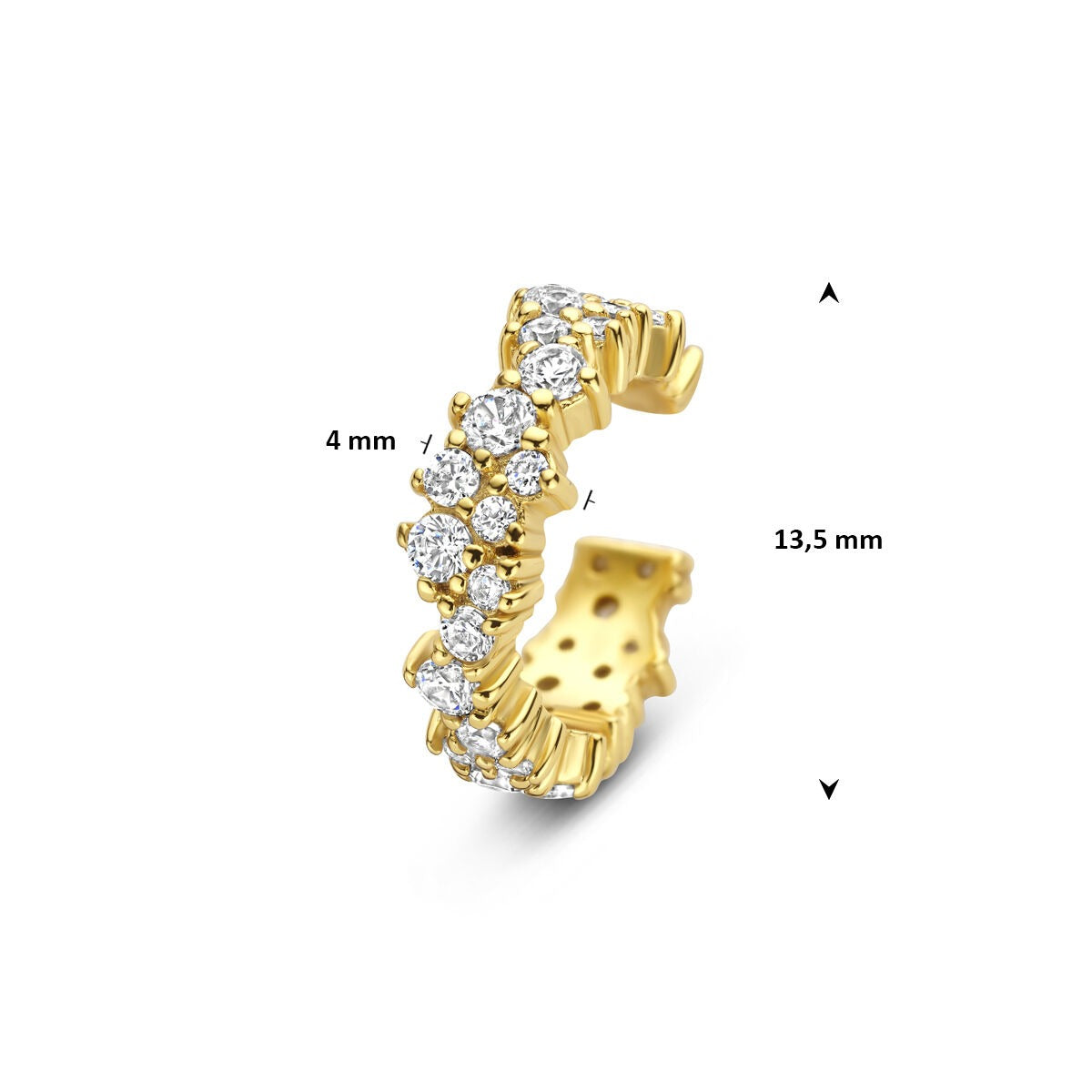 Pozłacany srebrny ear cuff z cyrkonią – błyszczący detal bez piercingu