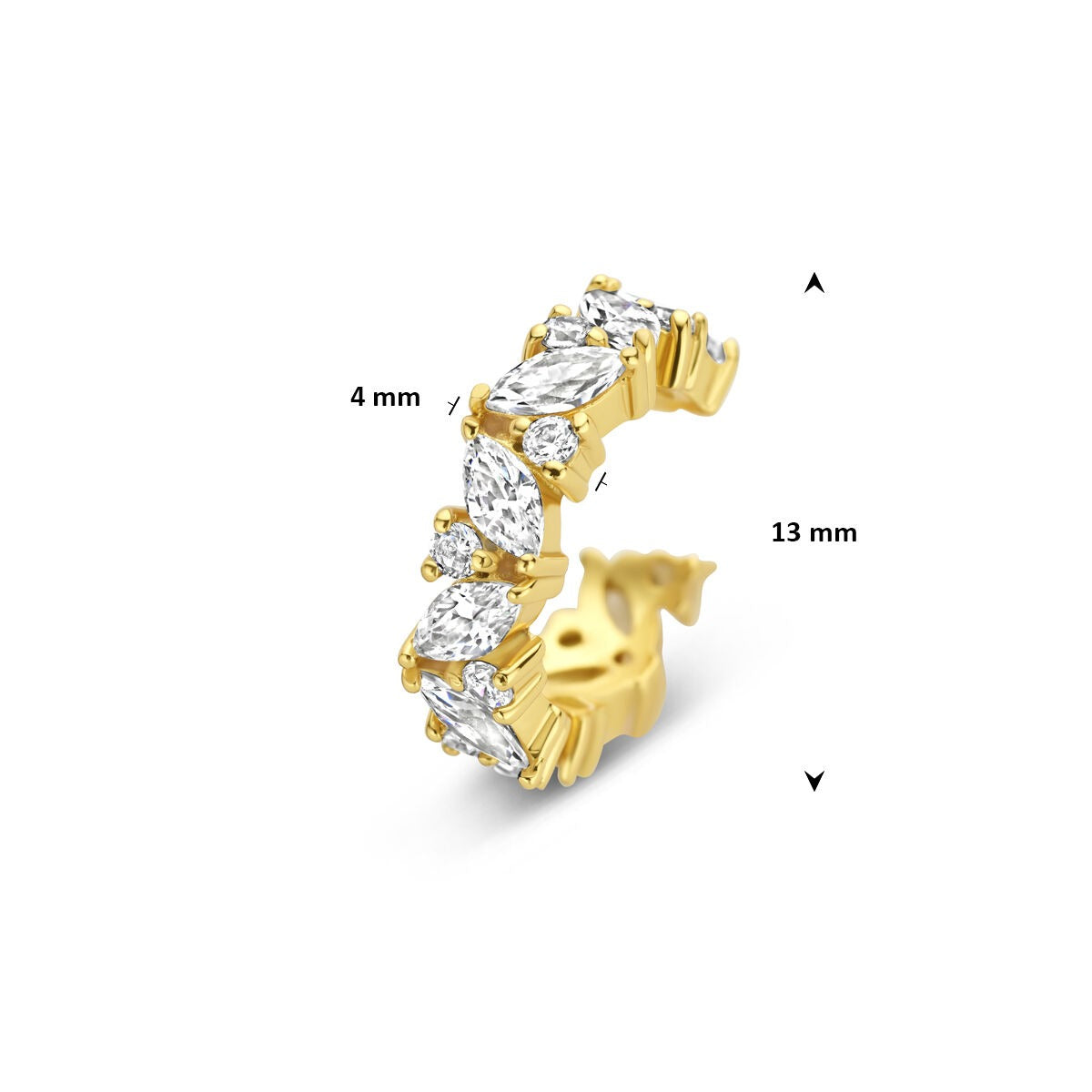 Pozłacany srebrny ear cuff z cyrkonią – błyszczący akcent bez przekłucia