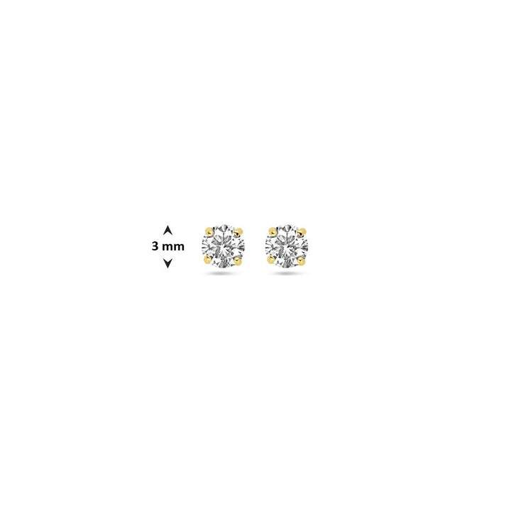 Gouden oorknoppen met zirkonia – 14k, solitaire zetting