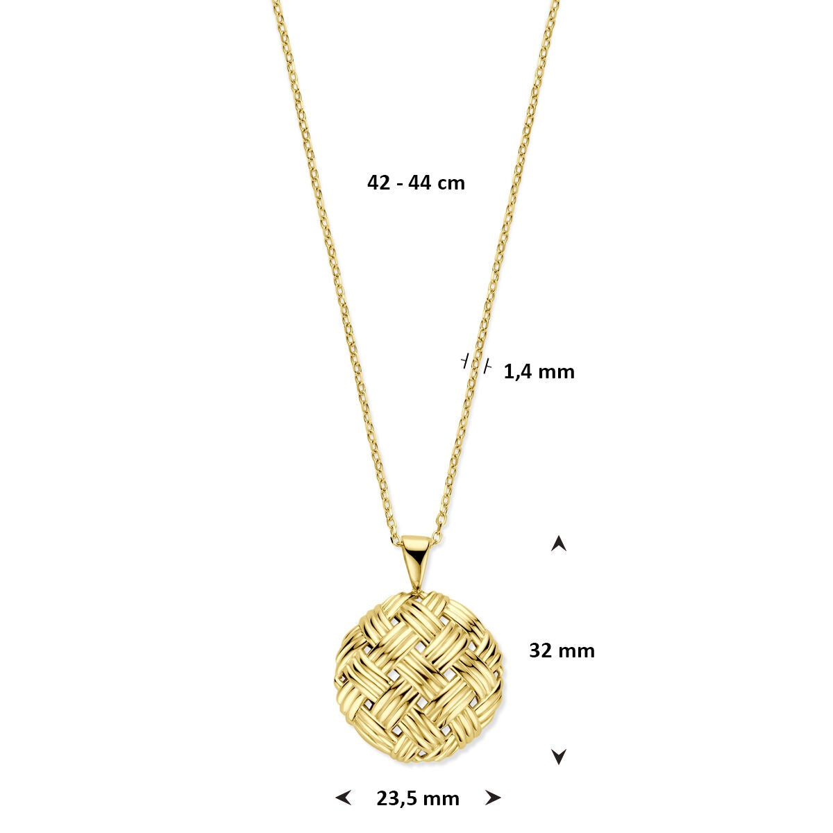 14k żółte złoto damski naszyjnik anker ogniwo z zapięciem karabińczykowym 42 - 44 cm